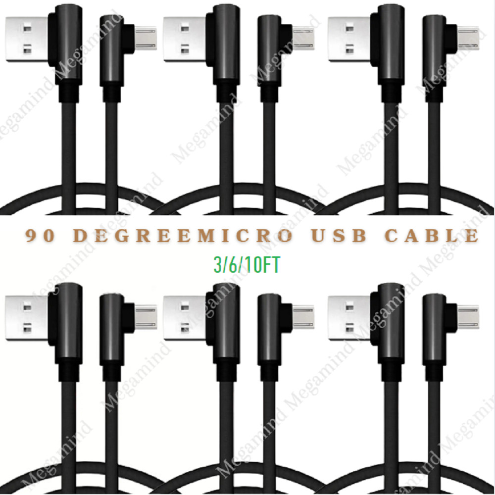 90 Degree Right Angle Micro USB to USB A Cable Charge For Samsung Android Lot