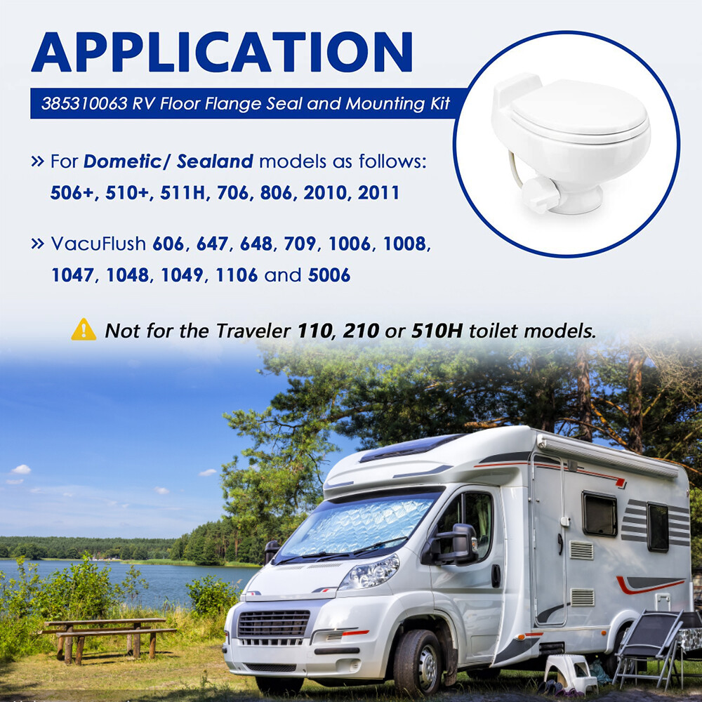 Dometic Sealand 385310063 Floor Flange Seal Replacement Kit W/ Mounting Hardware