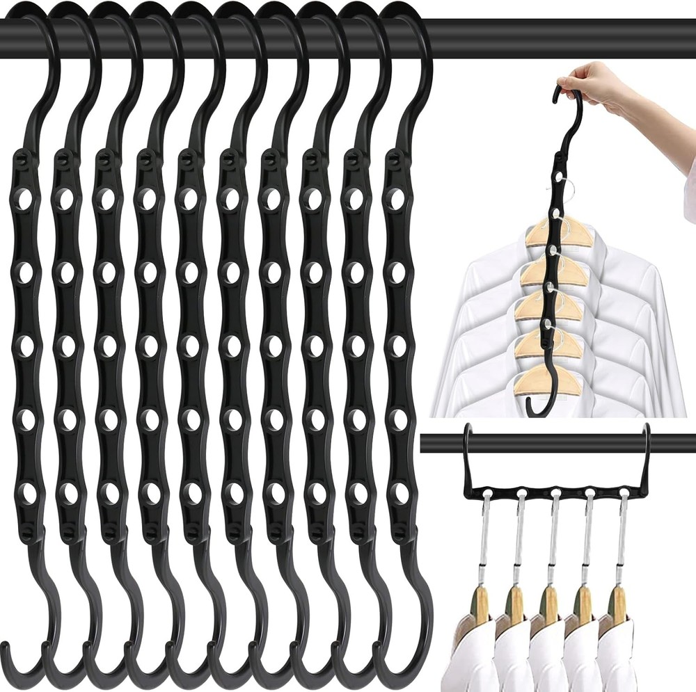 DUCOO Closet Hangers Space Saving Black 10 Pack