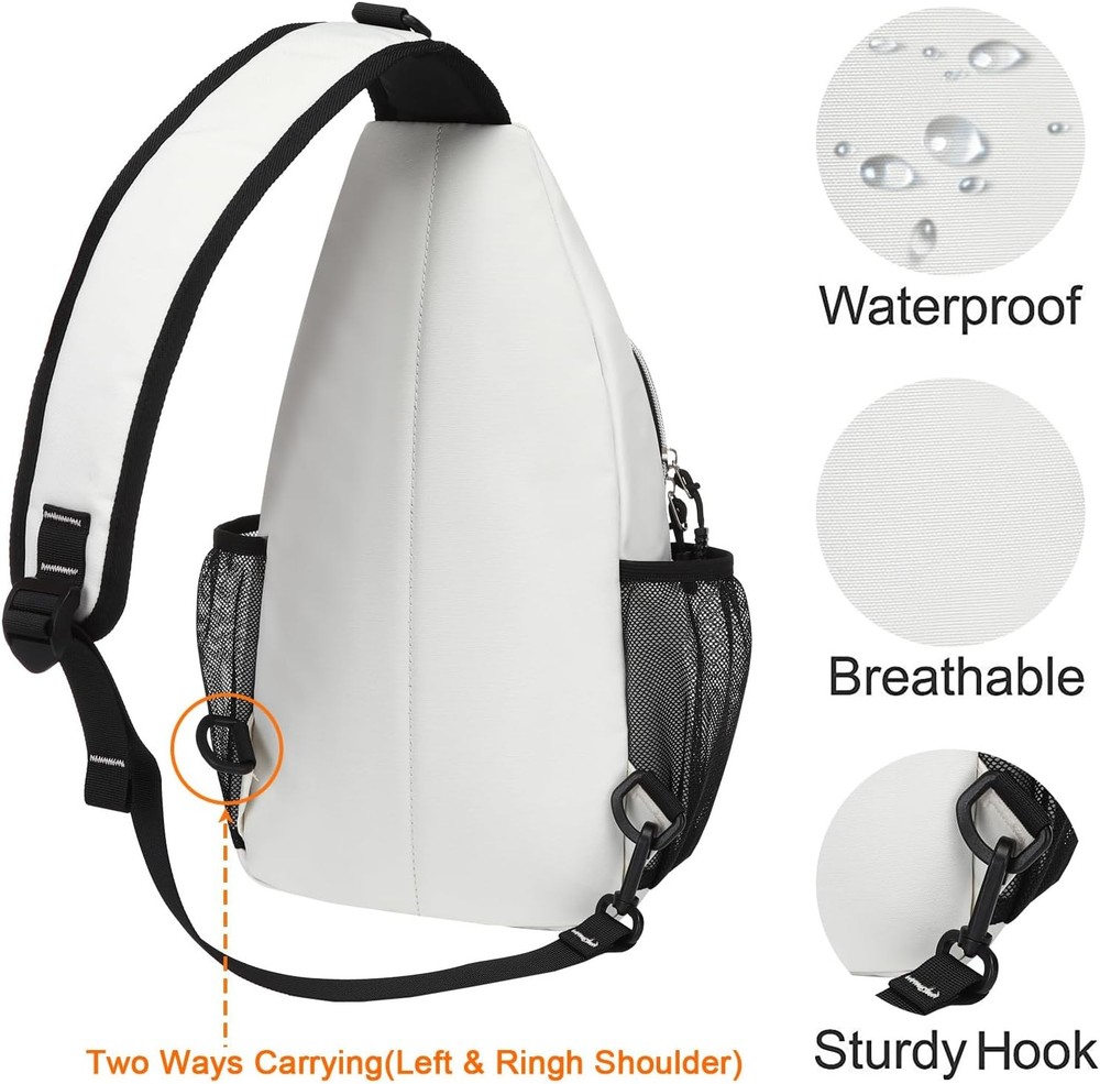 MOSISO Sling Backpack, Multipurpose Crossbody Shoulder Medium, Ivory White