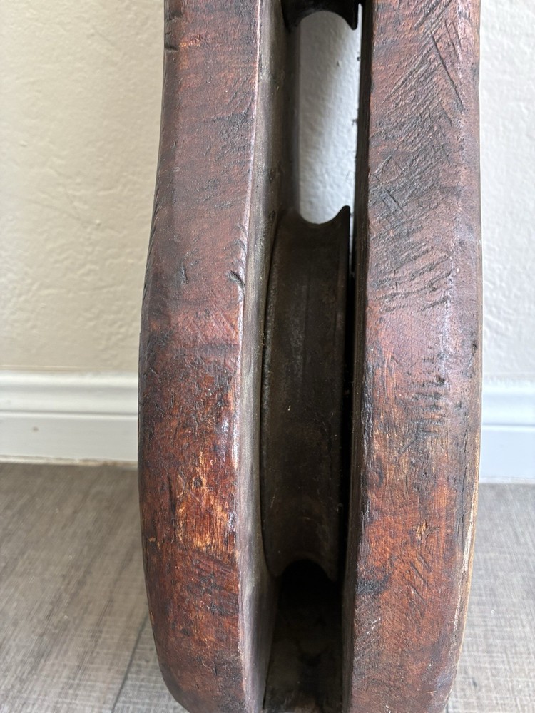 Vintage Black Hawk Wooden Pulley 2 Wheels