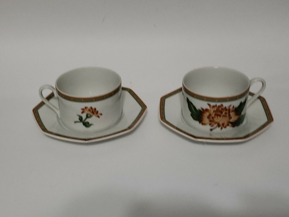 Fitz & Floyd Chrysantheme 89 Cup and Saucer, 2 Sets