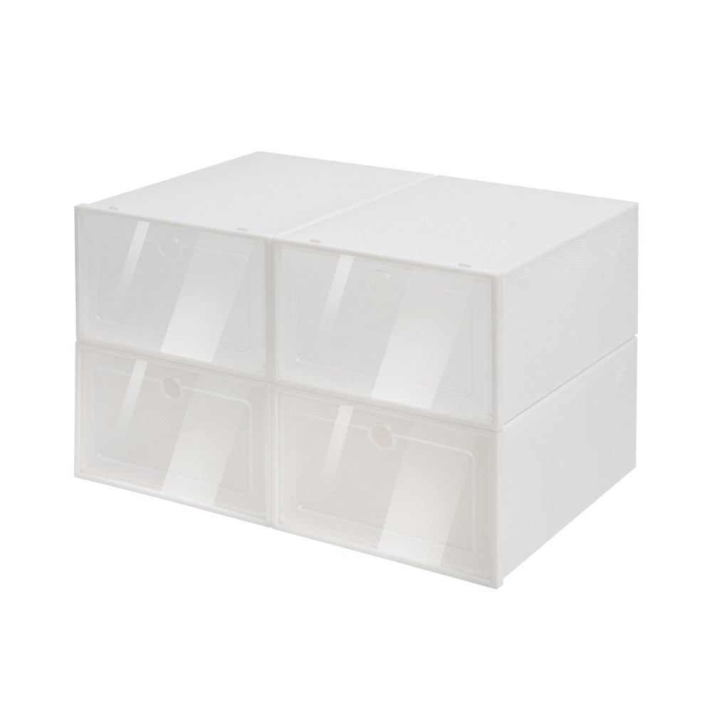 24pcs Plastic Shoe Box Stackable Shoe Storage Organizer Cabinet 33 * 23 * 14 cm