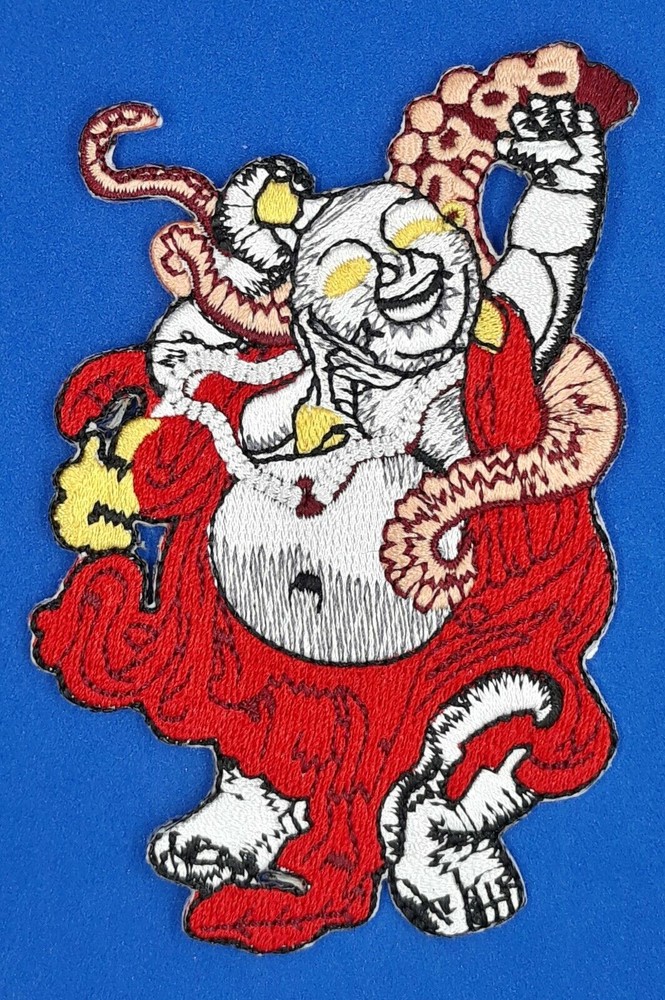 Smiling Buddha With Octopus Iron On Embroidered Patch 2 1/2"x 3 1/2"
