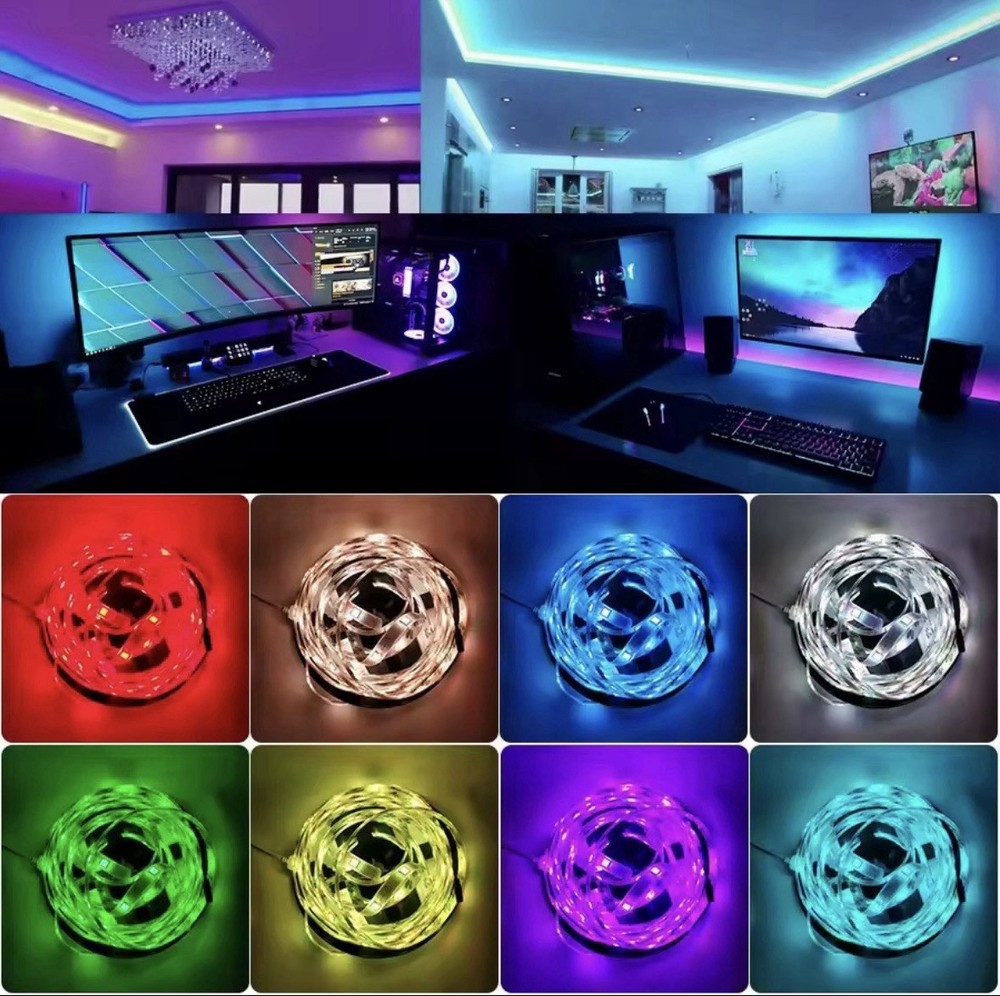 RGB SMD5050 Multicolor LED Light Strip Bluetooth Remote App Music Mode