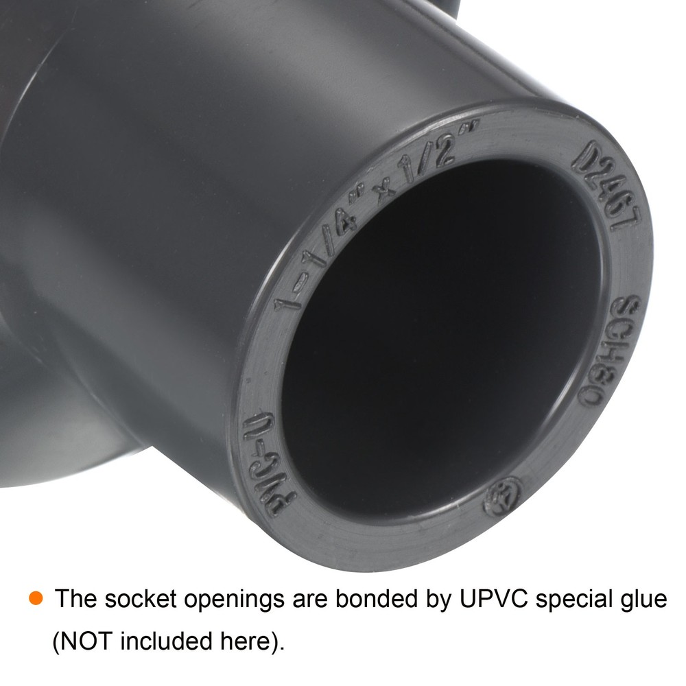 UPVC Fitting Pipe Reducer 1-1/4" x 1/2" 2pcs Straight Coupling