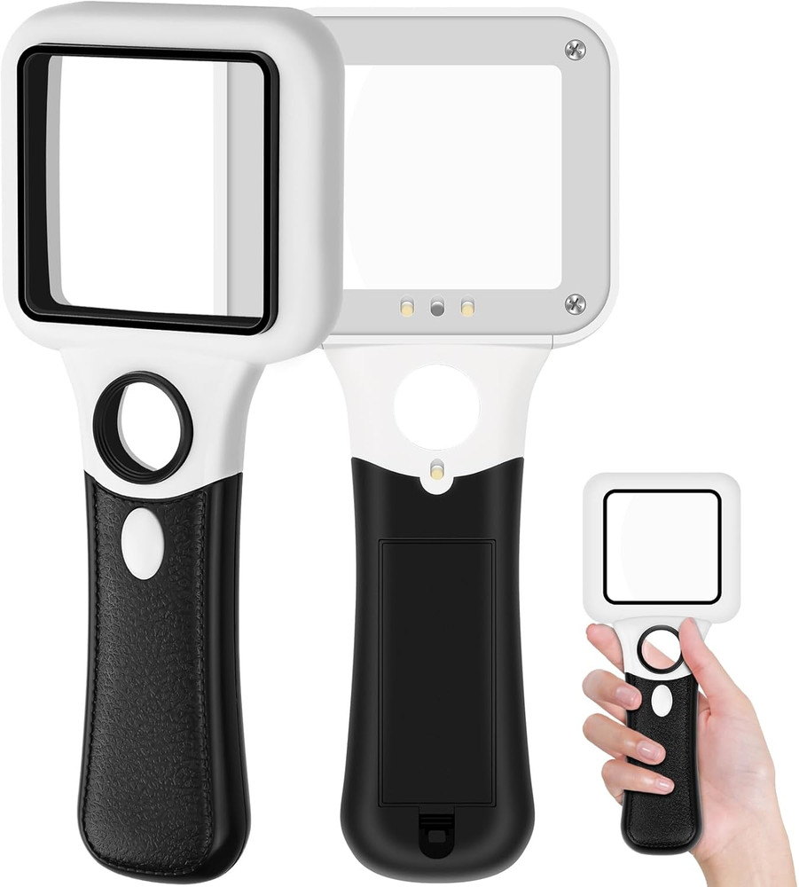 Compact Magnifying Glass with Lights,45X 10X Small Handheld Lighted Magnifier, 3