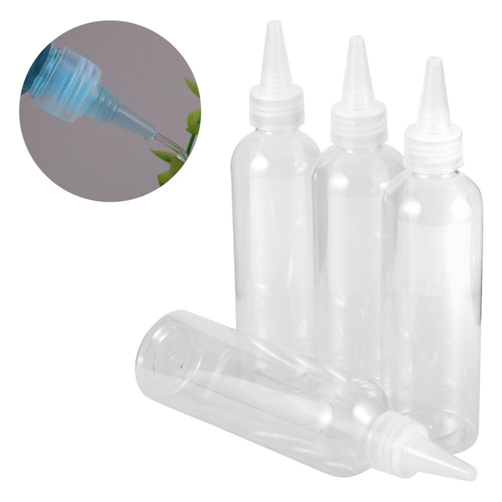 4 Pcs Clear Plastic Precision Tip Bottles for Squeezing Glue or Lubricants