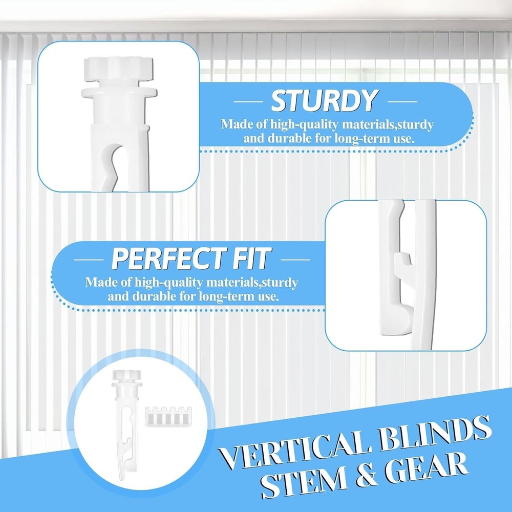 12 Sets Vertical Blinds Replacement Stem and Gear, White Vertical Blind Repai...