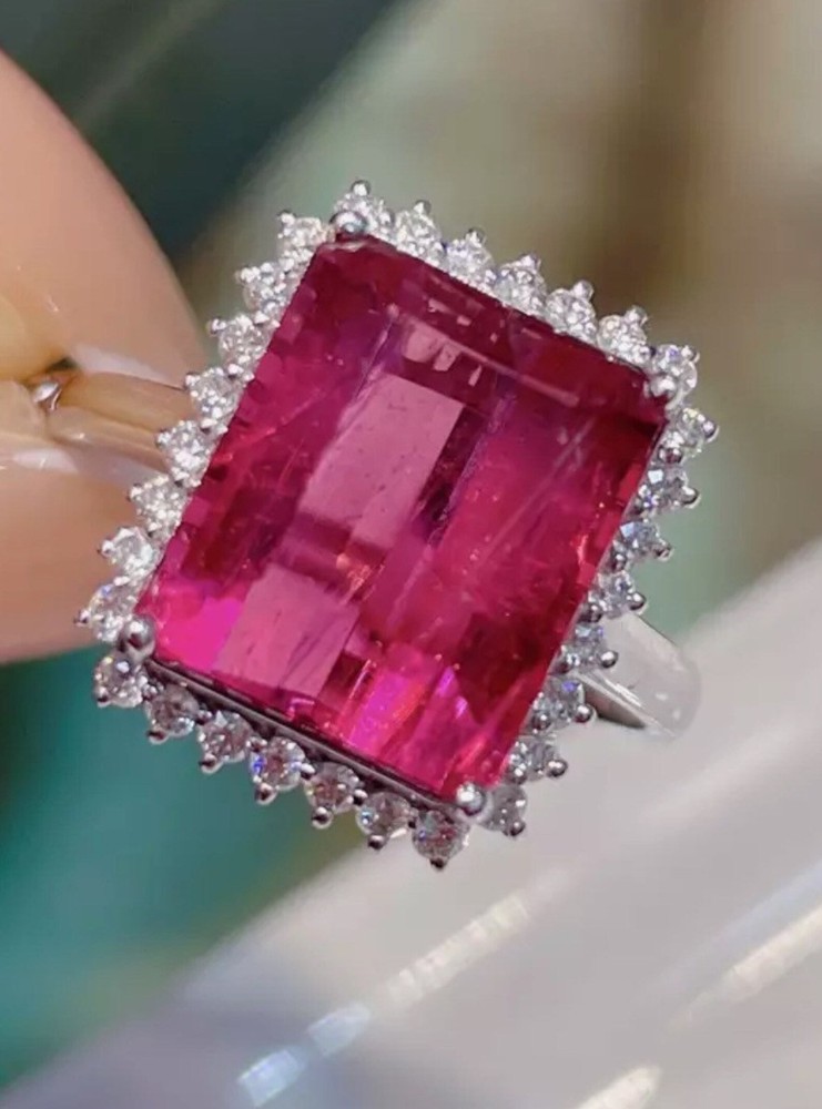 7.40Ct Emerald Cut Natural Ruby Diamond Ring 14K White Gold Size 8.5
