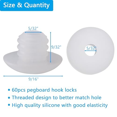 Pegboard Hook Locks, Peg Board Plugs, for Stopping Hooks from Translucent
