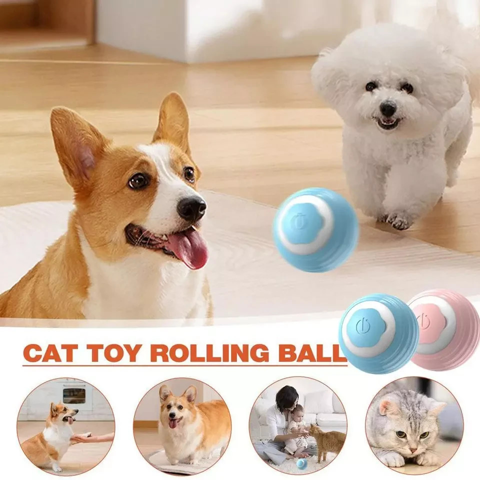 Smart Rotating Ball Cat & Dog Toy Rolling Ball Interactive Rotating 2 Blue