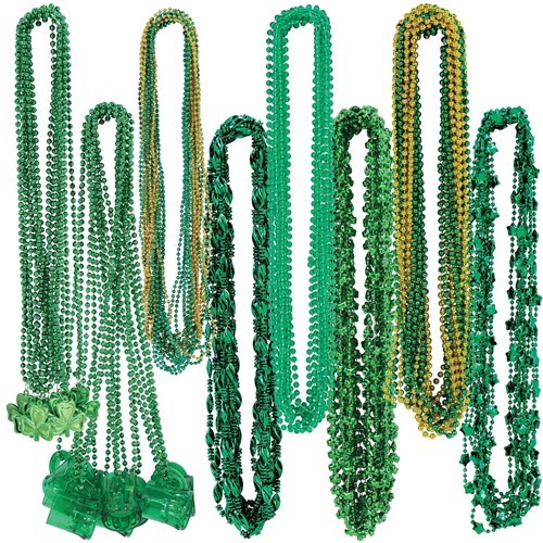 St Patrick's Day Bead Assortment 100 Pack 24" and 33" Plastic St Patrick's Party