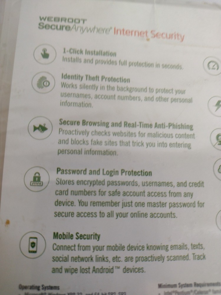 Webroot Secure Anywhere Internet Security Windows 10 Compatible 3 Devices KEY