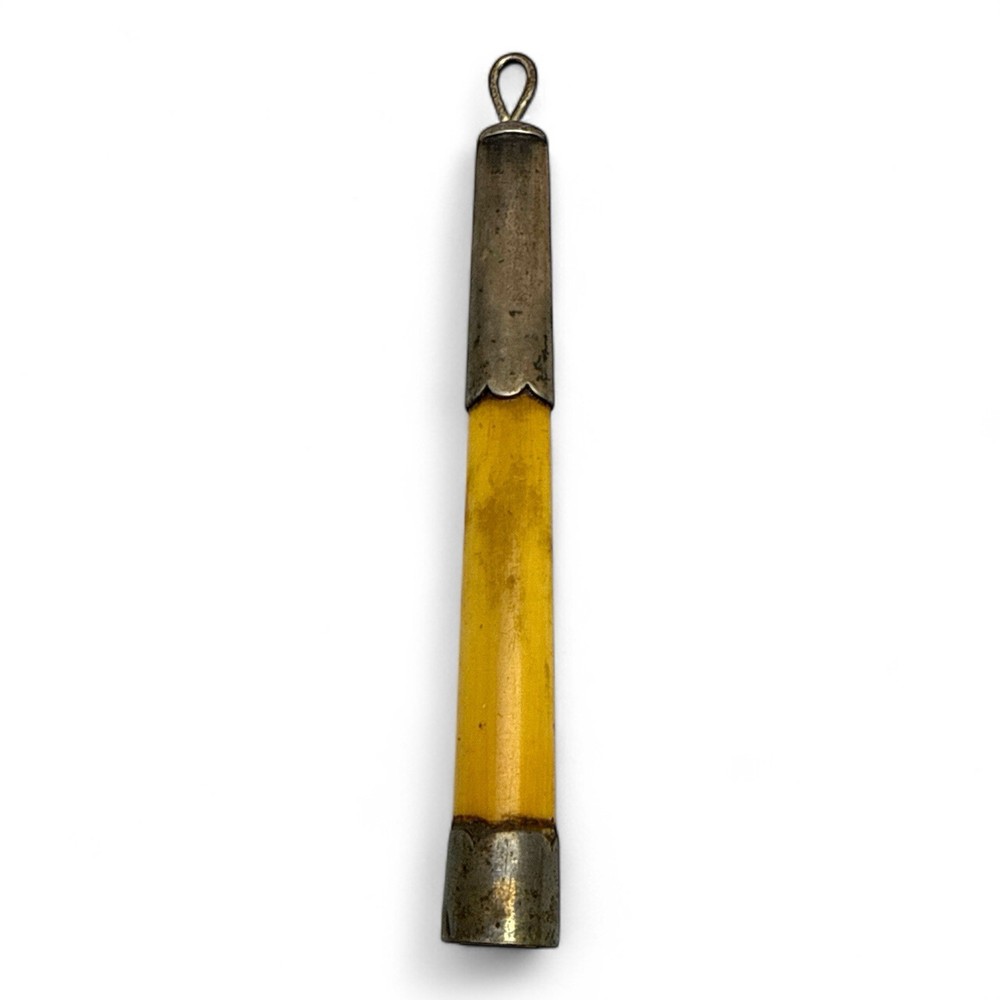 Antique Cow Bone Cigarette Holder w/ Sterling Bale and Tip