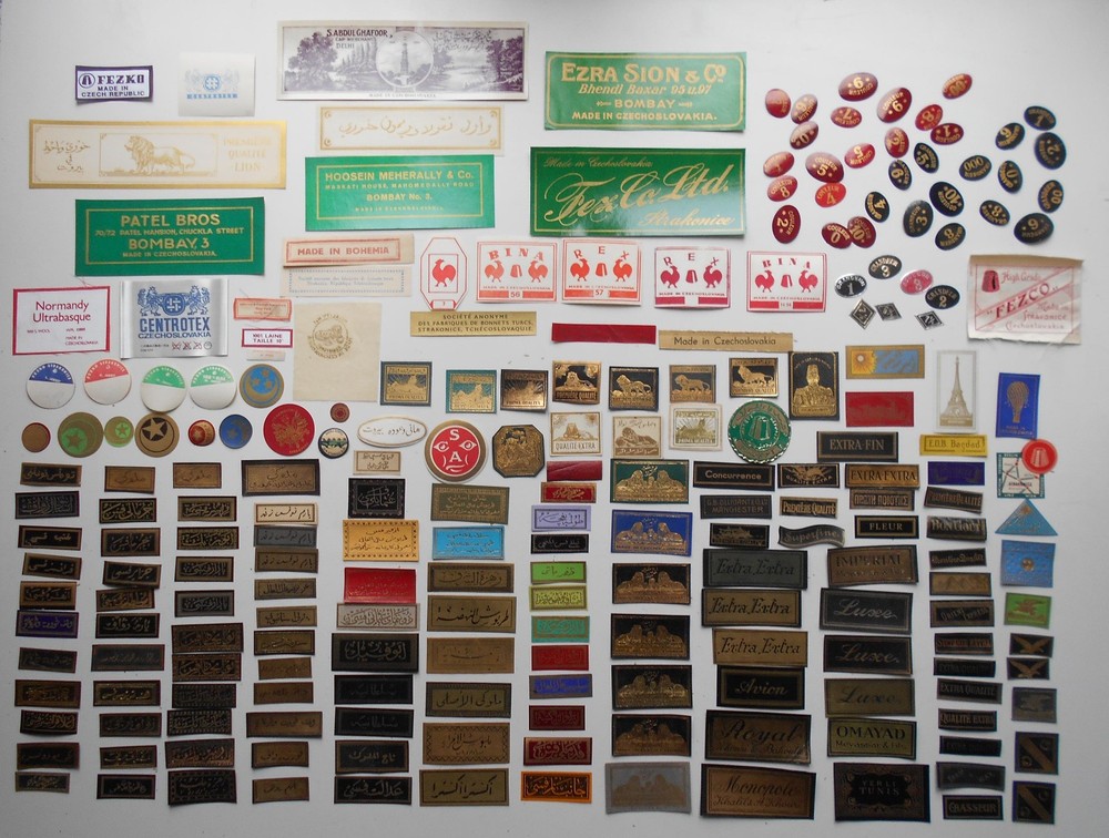 220 Original Vintage Fez Labels - Inner, Side and Advertising.