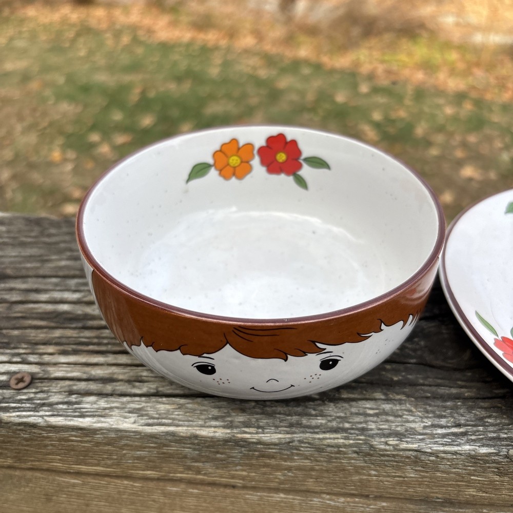 VTG 2 pc. Child Ceramic Stacking Dinnerware Plate & Cup Collectible Interpur