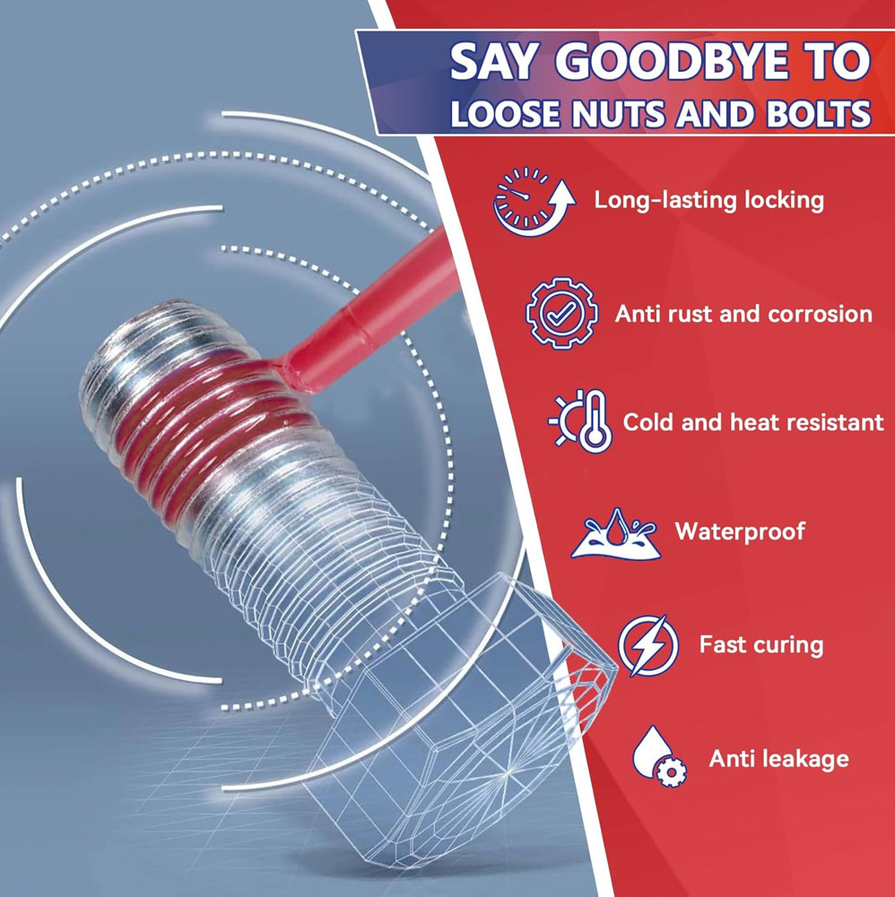 Thread Lock Blue and Red, Medium and Strong Strength Threadlocker, Thread Locker