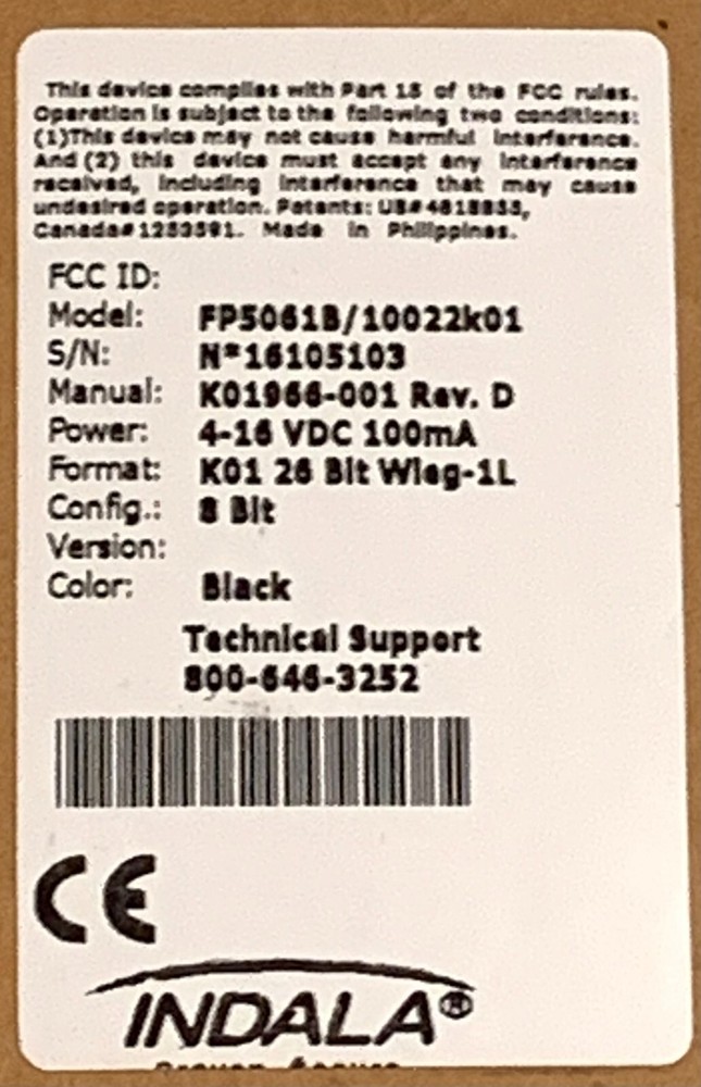 Indala FP5061B/10022K01 Keypad Proximity Reader