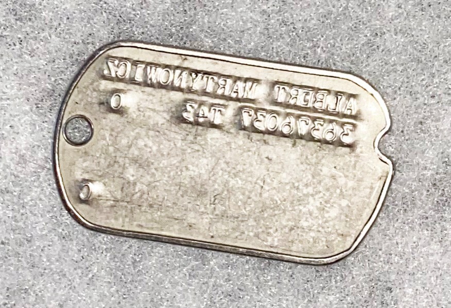 WWII Single Albert Martynowicz T-43 Dog Tag