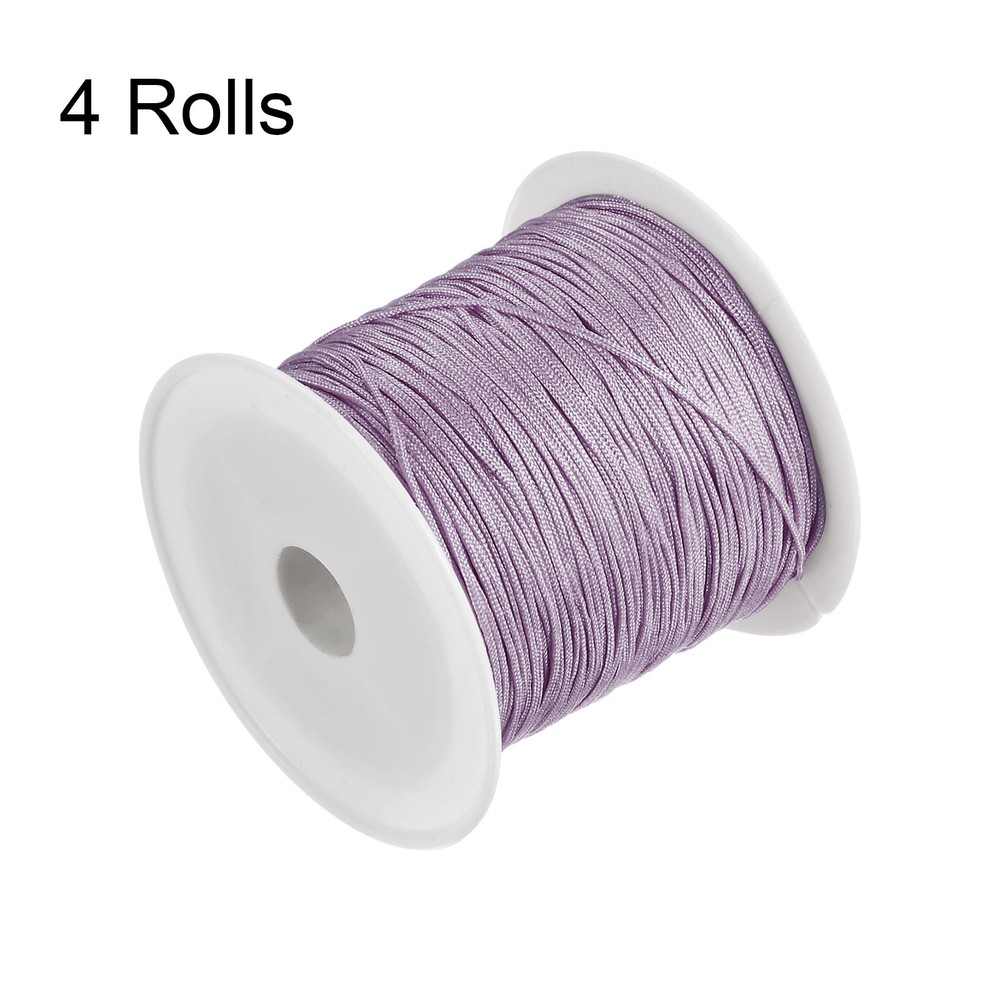 4 Rolls Nylon String Cord 45 Yards 0.4mm Beading Satin String, Mist Violet