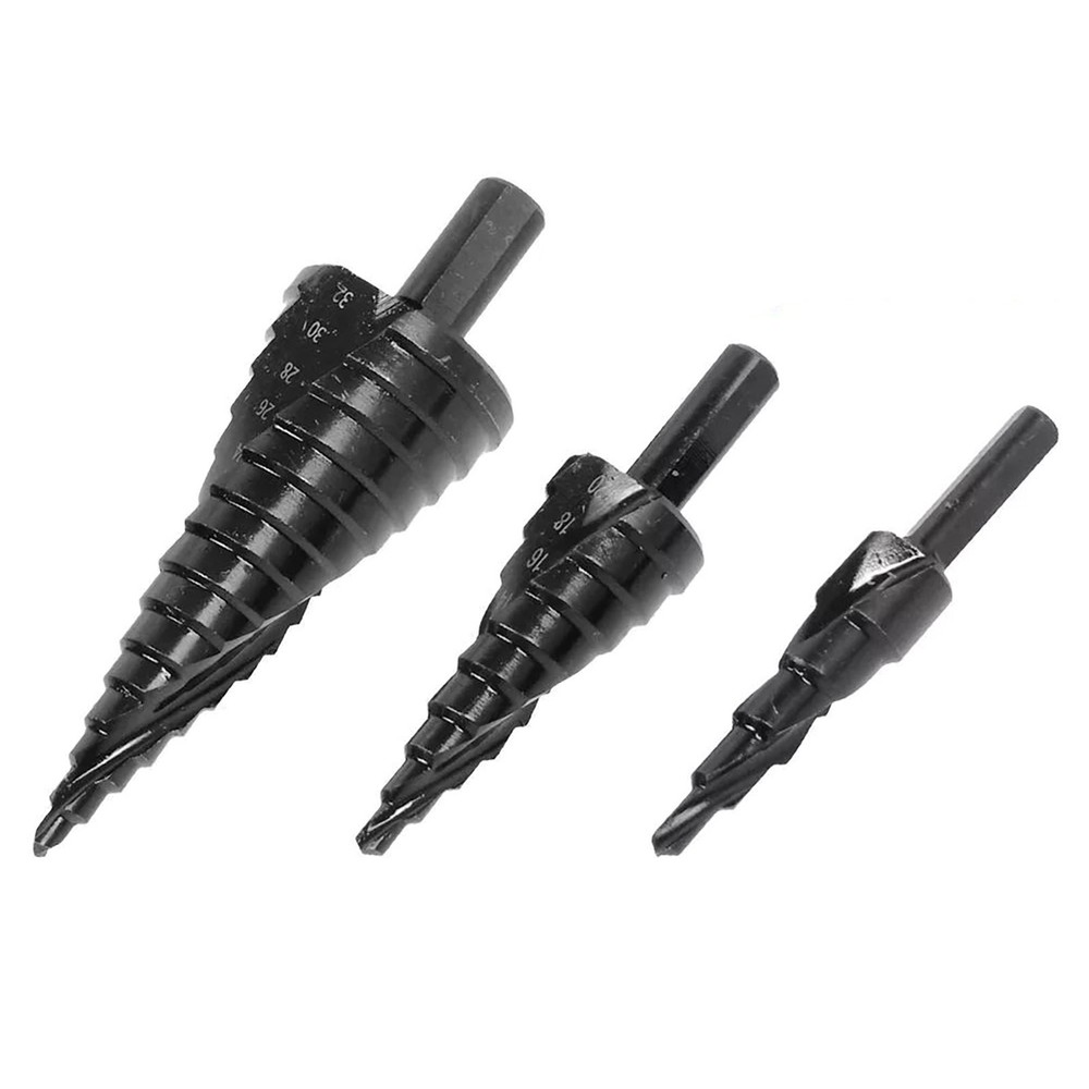 3Pcs/Set HSS Step Drill Bit Set Large Cone Titanium Bit Kit Metal Hole Cutter