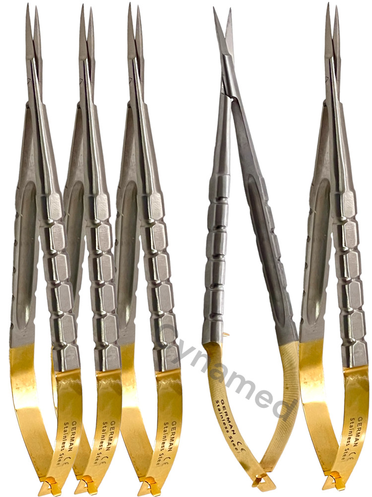 Castroviejo Scissors 6" Straight Micro with Gold Handle - Sharp Tips - German