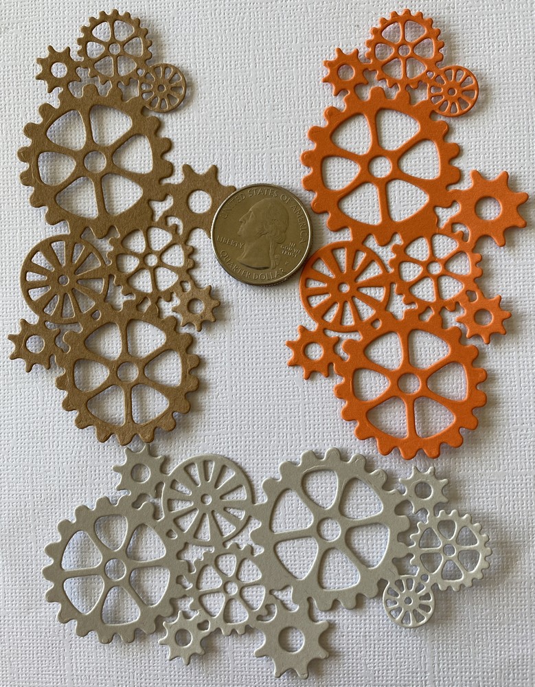 SMALL GEAR Die-Cuts(3pc)Steampunk •Cogs•Sprocket•Earthtone•Machine •Antique•Spin
