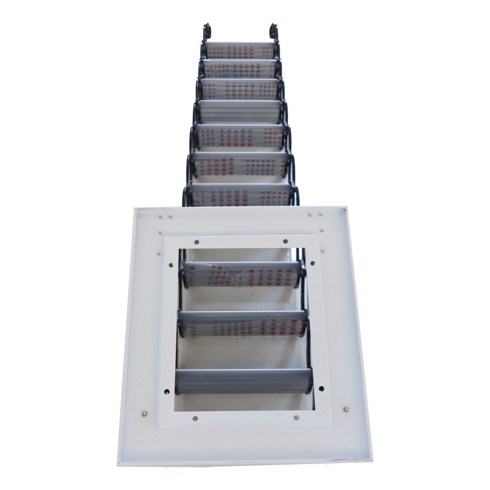 12 Steps Wall Mounted Folding Ladder Loft Stairs White Attic Steps Pull Down US