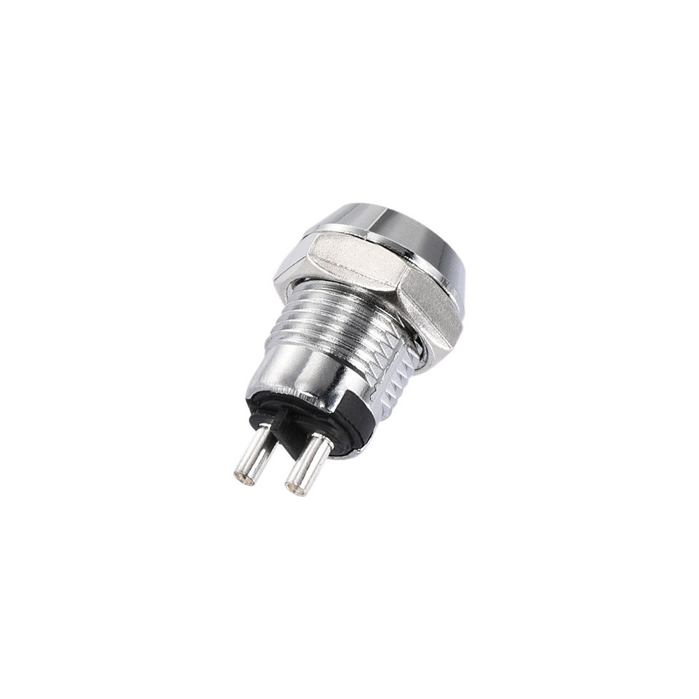 12mm 2 Positions Key Locking Push Button Switch With 2 Keys NO-OFF Silver 2pcs