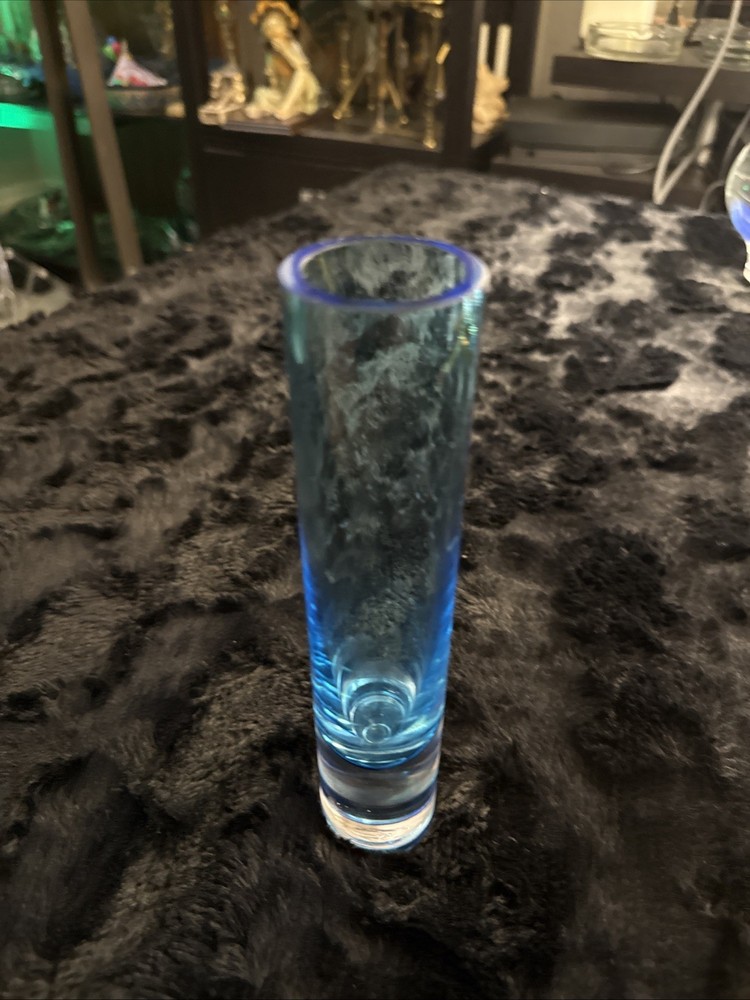 Blue Glass Art Vase 8”