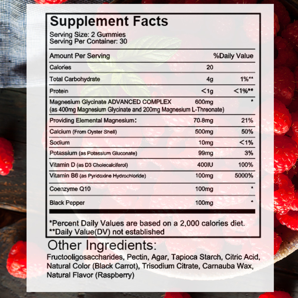 Magnesium Glycinate Gummies - Magnesium Supplements - Highest Potency 60 Gummies