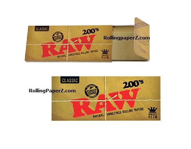 1 Pack RAW 200's Classic King Size Slim FLAT PACK - Uncreased Rolling papers