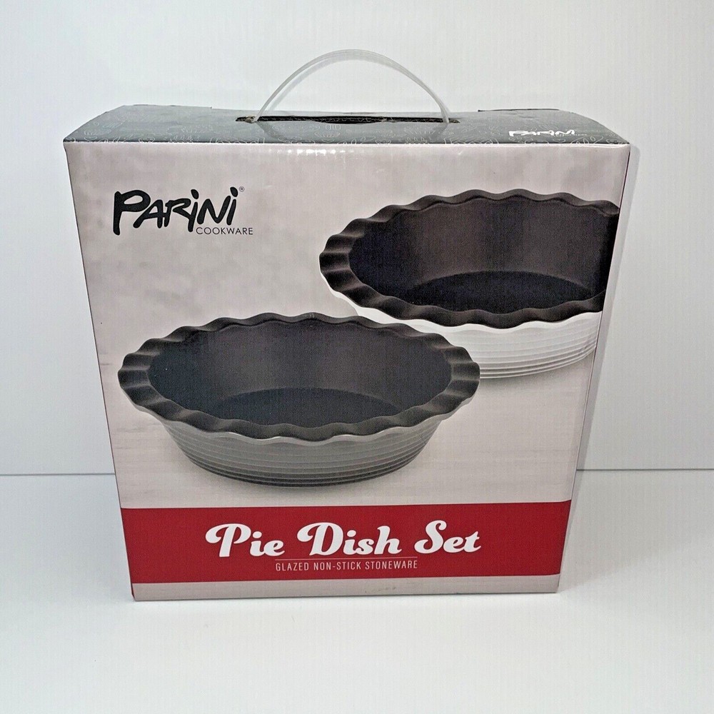 Parini Glazed Non-Stick Stoneware Pie Dish Pan Set NIB
