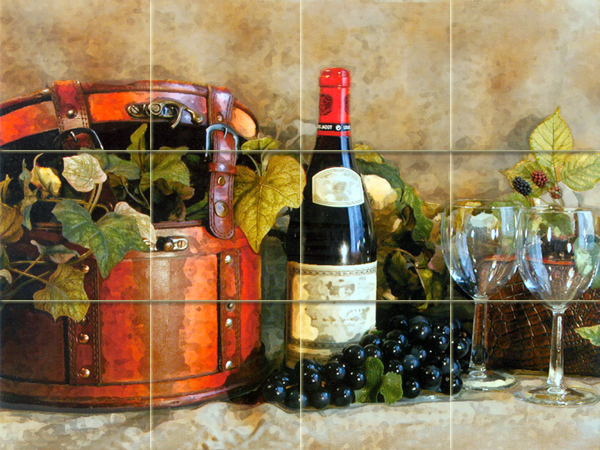 Wine Grape Art Mural Ceramic Backsplash Tile #169