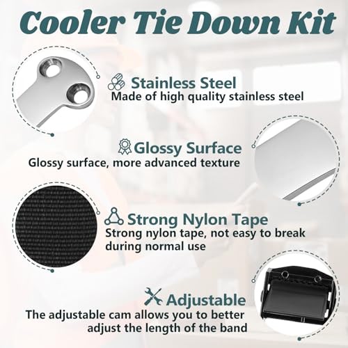 Cooler Tie Down Kit 2*57" Straps+2*Heavy Pads