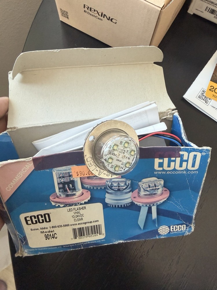 ECCO 9014C White LED Strobe Light Drill-in headlight tail light Surface Mount