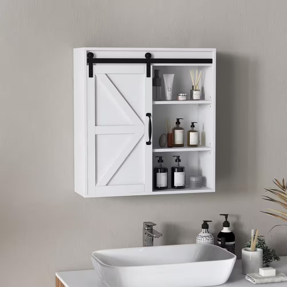 22 In. W X 24 In. H Rectangular White Surface Mount Medicine Cabinet without Mir