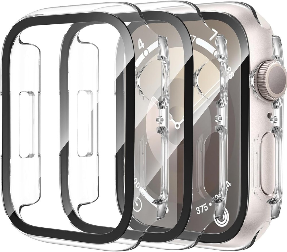 Ultra-Thin Tempered Glass Screen Protector Case for Apple Watch 46mm - 3-Pack