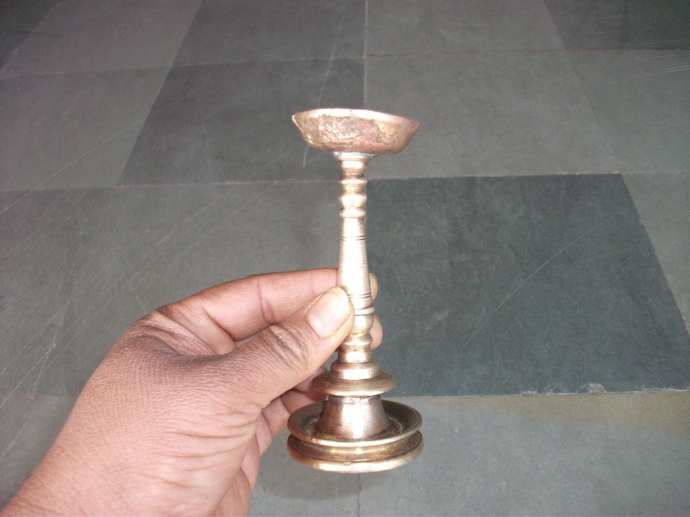 2 Pc Vintage Brass Handcrafted Small Solid Fine Quality Oil Lamps