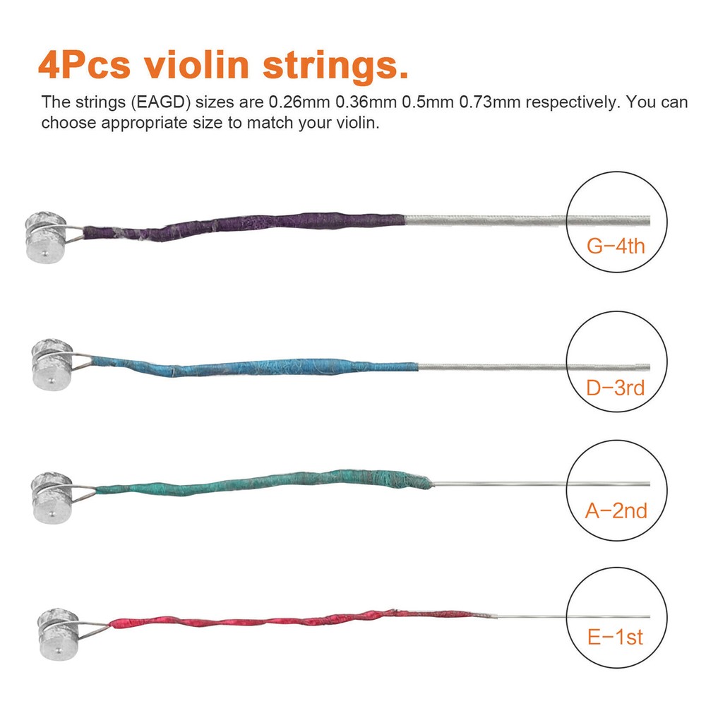 G D A E Violin Strings for Size 4/4, 3/4 Fiddle Steel Strings Replacement M1N4