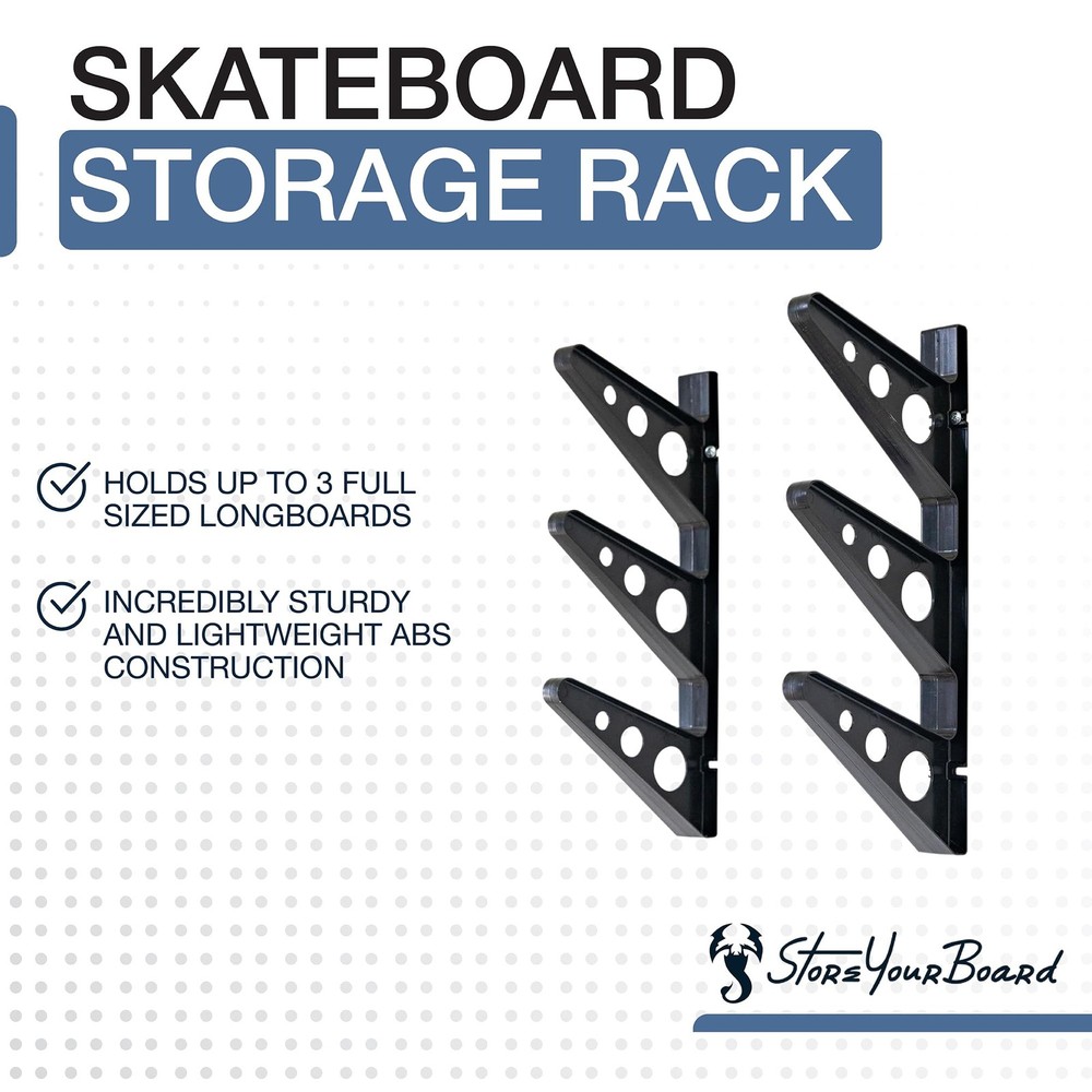 Longboard Wall Rack, Triple Longboard Storage