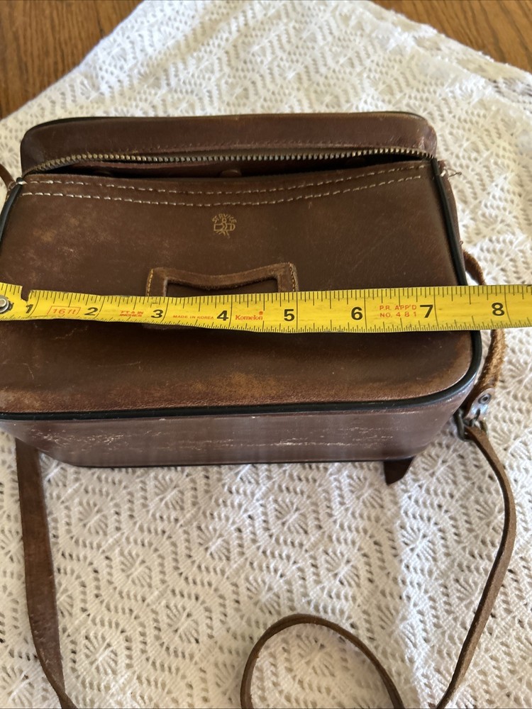 Vintage Service Brown Stitched Leather Camera Case & Strap