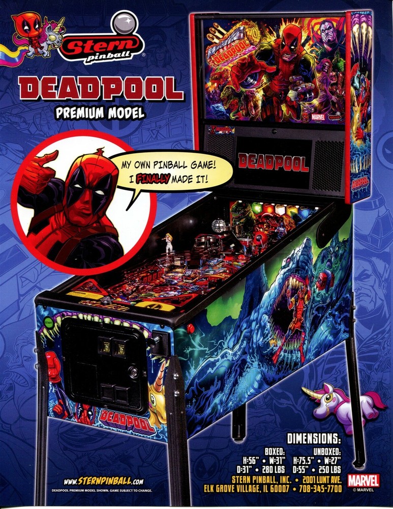 Deadpool Premium Model Stern Pinball Flyer / Brochure / Ad Mint