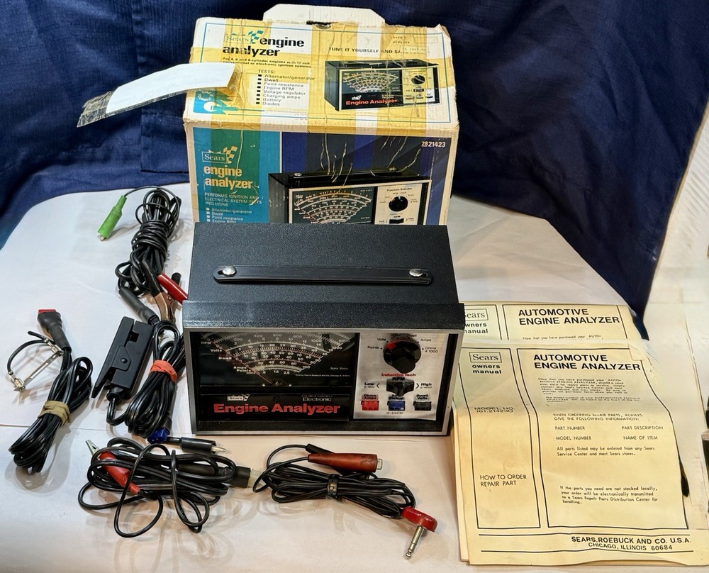 Sears Model 161.214230 Solid State Electronic Engine Analyzer W/ Cables & Manual