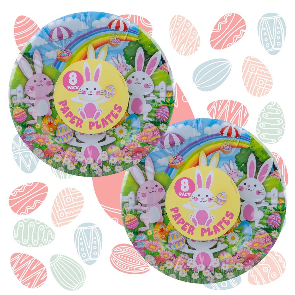 Easter 7" Plates Disposable Tableware 18cm x 18cm Multicolour X 2