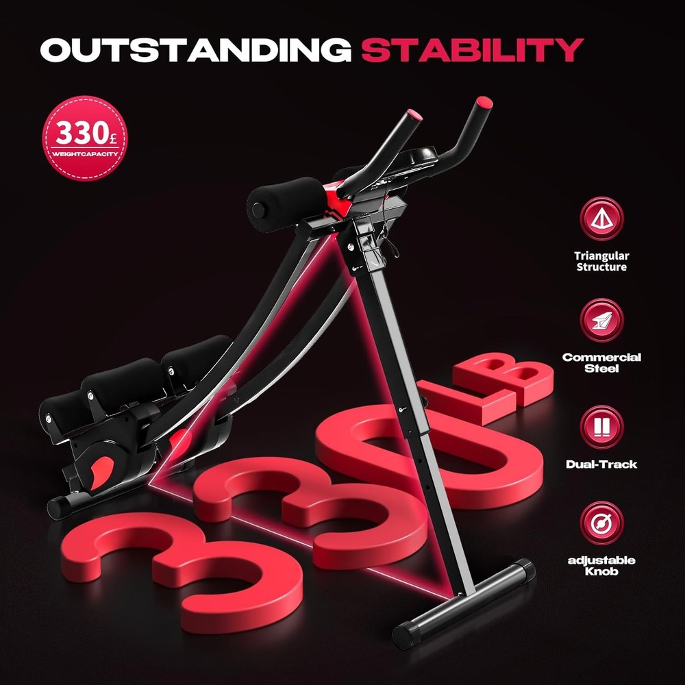 Foldable Ab Machine - Dual-Track Core Trainer for Abs, Obliques, Back - Home Gym