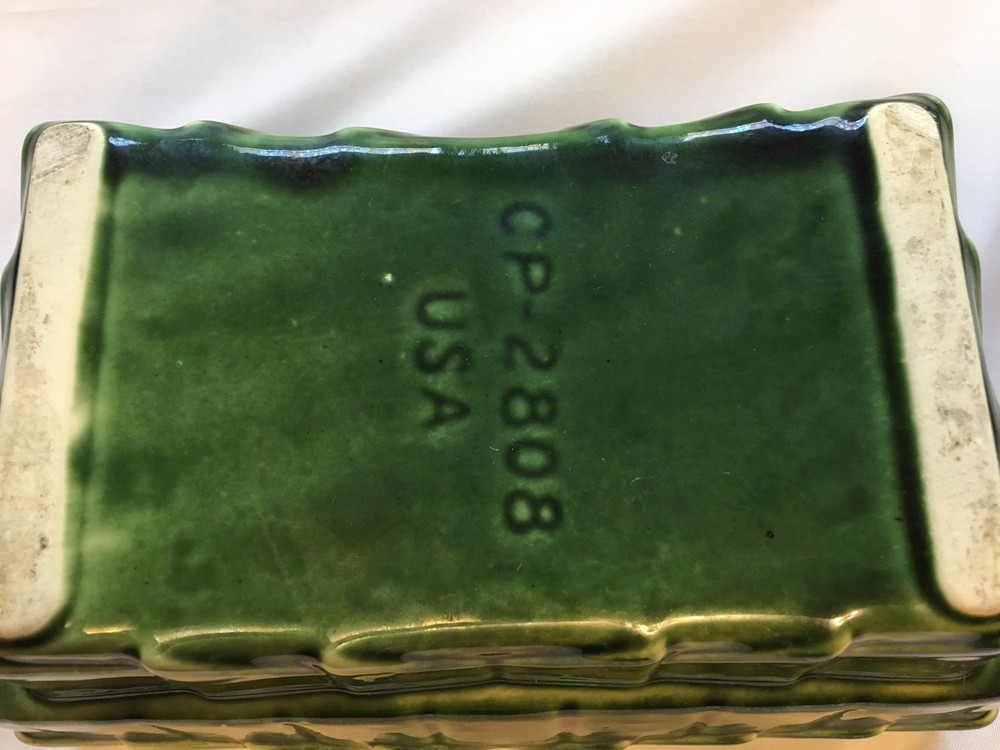 Cookson Pottery Green Geometric Rectangular Pottery Planter #2808