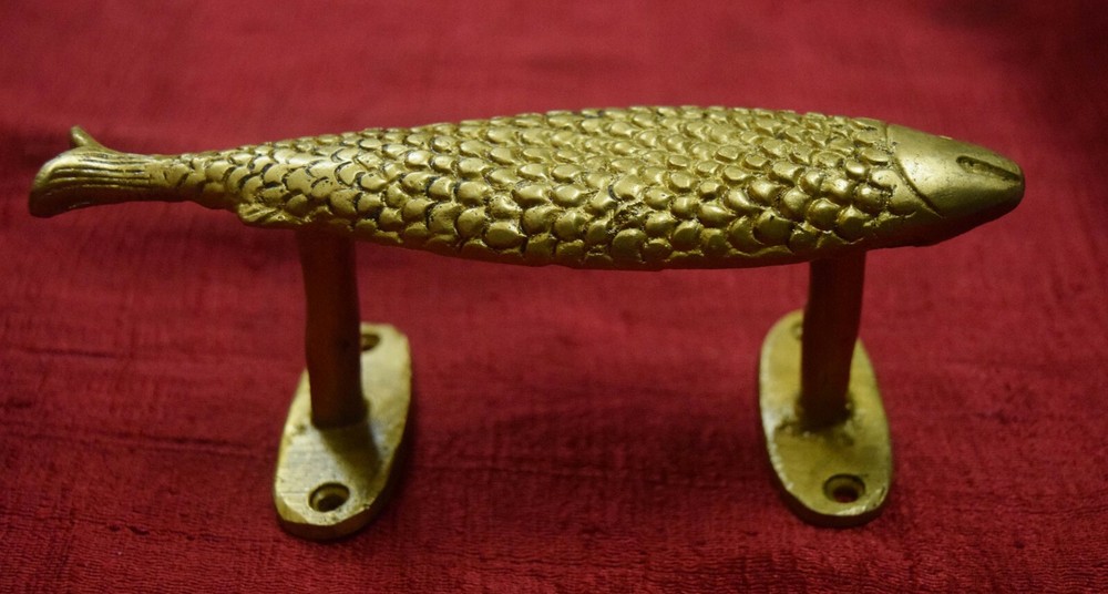 Nautical Fish Shape Pair Door Pull Door Handle Brass Wardrobe Handle Decor VR189