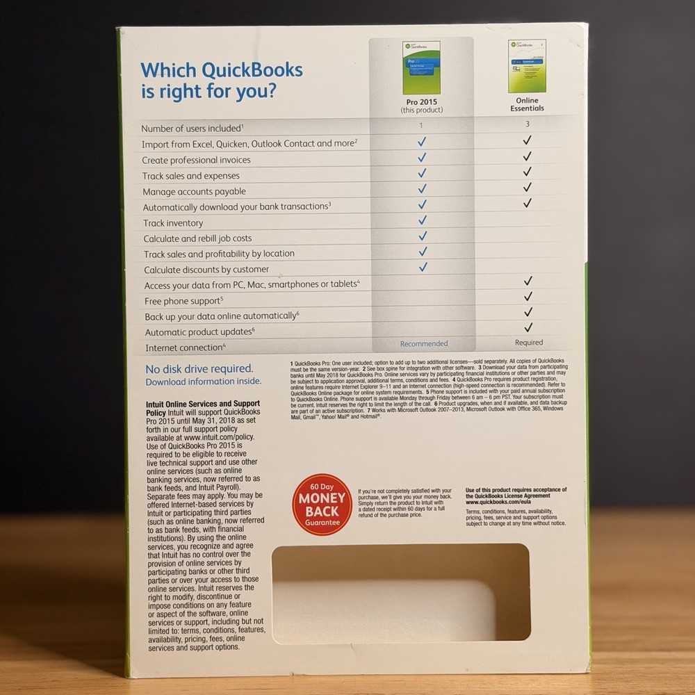 QuickBooks Desktop Pro 2015 Windows Accounting Retail -NO SUBSCRIPT10N- TESTED